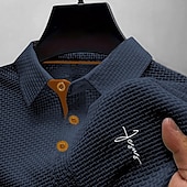 お買い得  メンズ クラシックポロ-男性用 ゴルフシャツ ゴルフポロシャツ ワーク カジュアル ラペル 半袖 ベーシック 近代の 十字架 ボタン ジャカード 夏 春 レギュラー ブラック ホワイト ネイビーブルー ブルー ダックグレー ライトブルー ゴルフシャツ