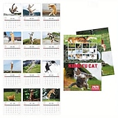 お買い得  家庭用品-2026年 怒った猫 カンフー猫カレンダー 面白い犬のうんちカレンダー ラミネート加工 月間プランナー 英語の日付付き 1月から12月まで 自宅やオフィスの装飾に最適 猫好きや犬好きの方に最適