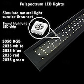 levne Svítidla pro rostliny-24/7 osvětlení akvária LED světlo, režim východu slunce, denního světla a měsíčního světla a DIY režim, nastavitelný časovač, nastavitelný jas, osvětlení akvária s výsuvným držákem, 7 barev pro