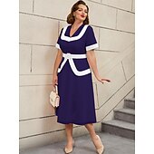preiswerte Kleider-Retro Vintage 1950er Rockabilly Midlänge A-Linien-Kleid Ausgestelltes Kleid Übergröße Damen Urlaub Heimkehr Party &amp; Abend Erwachsene Kleid Frühling &amp; Sommer