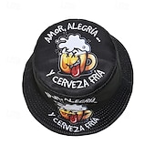 preiswerte Herrenhüte-Herren Eimerhut Oktoberfesthut Schwarz Polyester Druck Mode Lässig Straße Täglich Bier Sonnenschutz Atmungsaktiv