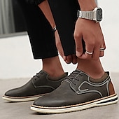 Χαμηλού Κόστους Ανδρικά Sneakers-Ανδρικά καφέ παπούτσια derby από συνθετικό δέρμα – ελαφριά σχέδια με κορδόνια για καθημερινή χρήση στο γραφείο, εξόδους το Σαββατοκύριακο και smart casual στυλ.