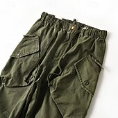 baratos Calças Cargo-Homens Calças Cargo Calças Cintura elástica Com Cordão Bolso multi Tecido Vestível Ao ar livre Diário Acampar e Caminhar Moda Clássico Verde Cáqui