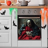 olcso Halloween matricák-halloween mosolygós koponya és patkány ablakmatrica, üvegszekrény és konyhai öntapadós falmatrica, hátborzongató lakberendezés halloween partira