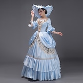 abordables Robes-ancien Rococo Renaissance Maxi Robe Normal Juliette Princesse Mariée Plissé Volanté Princesse Col rond Déguisement Femmes Halloween Carnaval Mascarade Soirée Halloween Performance Adultes