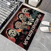 levne Halloween-1ks halloweenská rohožka ke dveřím s hororovými postavičkami - protiskluzová, super savá, pratelná polyesterová koupelnová předložka pro vnitřní i venkovní použití