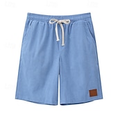 cheap Casual Shorts-Men&#039;s Waffle Shorts Shorts Summer Shorts Casual Shorts Pocket Drawstring Elastic Waist Plain Comfort Breathable Short Outdoor Vacation Sport Casual Black White Micro-elastic