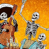 abordables T-shirts d&#039;Halloween-Chemise boutonnée à manches courtes pour homme avec têtes de mort « Lever un verre » par David Lozeau, édition limitée
