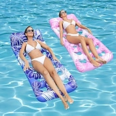 cheap Outdoor Activity-Large Inflatable Heart-Shaped Pool Lounger with Leaf &amp; Flower Pattern  1pc Outdoor Water Hammock for Adults Mixed Colors Perfect for Summer Beach Parties Pool Floats