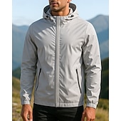 preiswerte Wasserdichte Jacken-Herren Windjacke Wanderjacke Regenmantel Außen Wasserdicht Winddicht Leicht Wanderoutfits Wanderbekleidung Frühling Herbst Oberteil Camping / Wandern / Höhlenforschung Laufen Einfarbig Schwarz