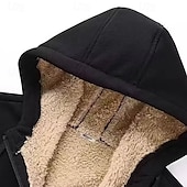 economico Felpa con cappuccio in pile-Per uomo Felpa con cappuccio Felpa con cappuccio a zip intera Giacca in Pile Nero Con Cappuccio Semplice Tasca Sport &amp; Outdoor Quotidiano Ferie Poliestere Streetwear Essenziale Casual Autunno Inverno