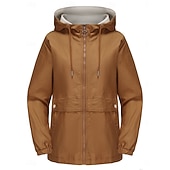billiga Trenchcoats-Dam Trenchcoat Hoodiejacka Bekväm Andningsfunktion Dragkedja Ficka Ledigt Slät Semester Gata Dagliga kläder Utekväll Dragkedja Normal Luvtröja Normal Långärmad Ytterkläder Svart Gul Vin Vår Höst