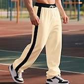 baratos Calças Desportivas-Homens Calças Esportivas Corredor Calças Calça casual Calças de Corrida Listra lateral Cintura elástica Com Cordão Tecido Conforto Comprimento total Ao ar livre Casual Diário Férias Esportes Preto