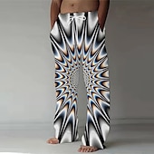 abordables Pantalons décontractés imprimés pour hommes-Homme Illusion d&#039;optique Vertigineux Géométrique Pantalons Pantalons Amples Pantalon décontracté Taille Moyenne Mode Décontractée Extérieur Vacances Taille élastique avec cordon de serrage Pantalon