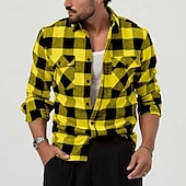 Bărbați Cămașă Cămașă de flanel Cămașă peste Plisat În aer liber Stradă Galben Albastru piscină Manșon Lung Iarnă Primăvara & toamnă Îmbrăcăminte ieftine cămăși de flanel-Bărbați Cămașă Cămașă de flanel Cămașă peste Plisat În aer liber Stradă Galben Albastru piscină Manșon Lung Iarnă Primăvara & toamnă Îmbrăcăminte