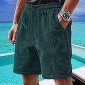 voordelige Casual korte broek-Voor heren Wafel korte broek Korte broek Zomer korte broeken Casual korte broek Zak Elastische taille Trekkoord Effen Comfort Ademend Korte Buiten Vakantie Sport Casual Zwart Wit