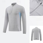 preiswerte Oberteile-Herren Performance-Shirt Sport-T-Shirt Langarm Stehkragen Oberteil Außen Schnelltrocknend Schweißableitend geruchshemmend Atmungsaktiv Polyester Weiß Blau Himmelblau Angeln Tennis sportlich