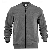 tanie Casualowe kurtki-Męskie Kurtka zimowa Kurtka polarowa Zwykła kurtka Kurtka uniwersytecka Urlop Codzienny Keep Warm Kieszeń Polar Jesień Zima Równina Moda Moda miejska Kołnierz stawiany Regularny Czarny Czerwony