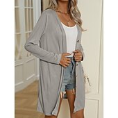 abordables Manteaux &amp; trenchs-Femmes Veste Décontractée Confortable Respirant Boutons Occasionnel Uni Vacances Rue Occasionnel Tenue quotidienne Simple Boutonnage Long Col en V Coupe régulière manche longue Vêtements d&#039;extérieur