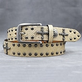 Недорогие Мужские ремни-Муж. ремень Автоматическая пряжка Быстрый выпуск Кожа PU Сплав Винтаж Прочный Регулируется Крест Черепа Синий Серебряный на открытом воздухе Повседневные Пояс на талию