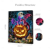 preiswerte Halloween-Wandteppiche-Halloween-LED-Wandbild auf Leinwand, der leuchtende Kürbis von Sarah Richter, LED-beleuchtete Wanddekoration, batteriebetrieben, beleuchteter Leinwanddruck, LED-Licht, Küche, Schlafzimmer oder