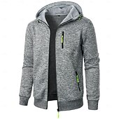 economico felpe con cappuccio da uomo di base-Per uomo Felpa con cappuccio Maglia Felpa con cappuccio a zip intera Nero Vino Blu marino Blu Arancione Con Cappuccio Semplice Tasca Sport &amp; Outdoor Quotidiano Abbigliamento casual alla moda