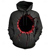 abordables Motif 3D-Homme Illusion d&#039;optique Sweats à capuche Sweatshirt Sweat à capuche Sweat à capuche Col ras du cou Mode Impression 3D Fête Vêtements de rue Noir 1 Noir Cordon de serrage Automne Hiver Designer