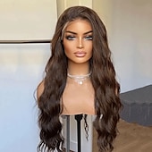 abordables Perruques à dentelle frontale-Perruque Cheveux vierges non transformés 5x5 Fermeture dentelle frontale 13x4 Cheveux Brésiliens Vague Naturelle Marron Partie libre Femmes Densité 130% 150% we say baby hair 100% Vierge Sans Colle