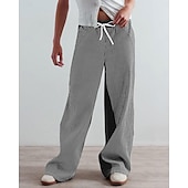 billiga breda ben och hög midja-dam bomullsblandad denim culottes vida ben semester vintage snygg full längd medelhög midja randig lapptäcke randig bekväm oelastisk utomhus semester hem marinblå jordgul svart armégrön