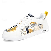 abordables Baskets-Homme Basket Marche Occasionnel Cuir PU Confortable Antidérapant Respirant À lacets Blanc + Noir Blanc / Jaune Rose / Blanc Été Printemps