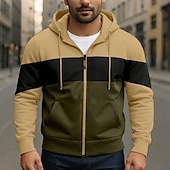 abordables sudaderas basicas hombre-Hombre Sudadera Sudadera con capucha y cremallera completa Sudadera Con Capucha Blanco Rojo Azul Piscina Caqui Con Capucha Plano Retazos Deporte Diario Ropa de calle Ropa de calle Fresco Design