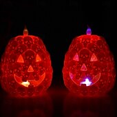 cheap Halloween Indoor-1 Pc Halloween Skeleton Pumpkin LED Electronic Candlelight Indoor and Outdoor Party Atmosphere Nightlight Colorful Dimming