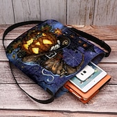 olcso Táskák-női halloweeni tökös crossbody táska - boszorkánykalap és macskaminta, állítható pánttal, könnyű, bolyhosított válltáska, tökéletes ünnepi bulikra és trick or treat eseményekre
