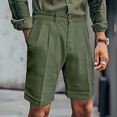economico retrò-Per uomo Shorts Shorts di Lino Pantaloncini Estivi Shorts da Spiaggia Pantaloni plissettati Gamba Dritta Semplice Morbido Traspirante Lunghezza al ginocchio All&#039;aperto Casuale Quotidiano Vacanza Moda