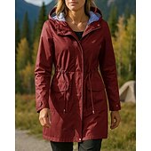 cheap Outdoor Jackets-Women&#039;s Windbreaker Hiking Jacket rain coat Outdoor Waterproof Windproof Hiking Outfits Hiking Clothes Spring Autumn / Fall Top Camping / Hiking / Caving Running Solid Color Black Army Green Red