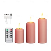 preiswerte Kerzenlicht-3/4/6/9 Stück Halloween Weihnachten zylindrisches Laden elektronisches Kerzenlicht Fernbedienung Timing Innen- und Außenbereich Hof Hochzeit Party Atmosphäre Dekoration hellviolett rosa