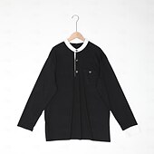 preiswerte Lässiges Henley-T-Shirt-Herren Henley Hemd T-Shirt T-Shirt aus Baumwollmischung Langarm Farbblock Einheitliche Farbe Mode Designer Basic Patchwork Stehkragen Henley Urlaub Straße Lässig Frühling &amp; Herbst Schwarz Marineblau