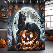 levne Halloween koupel-Halloweenský sprchový závěs s háčky, polyesterový, pratelný, voděodolný, vzorovaný, koupelnová vana, dekorace