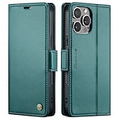 levne Pouzdra pro iPhone-telefon Carcasă Pro Apple AirTag iPhone 16 15 14 Pro Max Plus iPhone 16e Flip Cover Ochrana celého těla Stojánek Slot pro kartu TPU PU kůže
