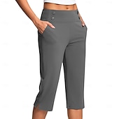 billige Vanlige leggings-Dame Bukser Fritid Treningsklær Kalv lengde Naturlig عادي Sidelommer Delt comfy Pustende Yoga- og dansesko Fritid / hverdag Sjøblå Svart Hvit Rosa Vår Høst Normal