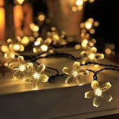 abordables Guirlandes lumineuses led-Guirlande lumineuse solaire en forme de cerisier, 12 m, 100 LED, luminaire décoratif d&#039;extérieur, idéal pour Noël, un mariage, une cour, un balcon ou une clôture, idéal pour Halloween