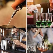 Недорогие Кухонная утварь и гаджеты-Набор из 12 многоразовых насадок для розлива винных бутылок из нержавеющей стали, обеспечивающих легкое и плавное наливание, идеально подходит для вина, виски, оливкового масла и использования в