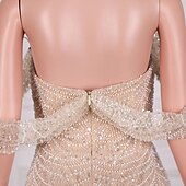 cheap Evening Dresses-Mermaid / Trumpet Evening Gown Elegant Dress Formal Prom Sweep / Brush Train Sleeveless Off Shoulder Lace with Pearls Sequin