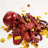 お買い得  ハロウィン-乾燥したスケルトンの骨14個セット、ハロウィーンの国境を越えたスケルトンの飾り、バーの脱出ゲーム、ホラーの装飾小道具、散らばった骨