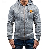 abordables pulls molletonnés-Homme Sweat à capuche Sweat-shirt Sweat à capuche zippé intégral Sweat à capuche en polaire Gris Claire Gris foncé À capuche Uni Avec Poches Sport &amp; Loisir Quotidien Vêtements de rue Basique