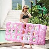 cheap Outdoor Activity-Large Inflatable Heart-Shaped Pool Lounger with Leaf &amp; Flower Pattern  1pc Outdoor Water Hammock for Adults Mixed Colors Perfect for Summer Beach Parties Pool Floats