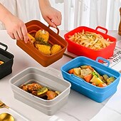 cheap Kitchen Utensils &amp; Gadgets-Foldable Air Fryer Silicone Baking Tray Reusable Non Stick Heat Resistant Kitchen Mat for Cooking Roasting Grilling Dishwasher Safe Accessory for Home Baking Use
