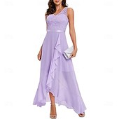 preiswerte Bodenlänge-A-Linie Brautmutterkleid Elegant V Ausschnitt Asymmetrisch Chiffon Ärmellos mit Einfarbig 2025