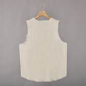 رخيصةأون تي شيرتات قطن ولين-رجالي قميص كتان كنزة سترة قميص داخلي بدون كم V رقبة الصيف سهل موضة بوهيميان كلاسيكي شارع فضفاض الرياضة البيج تي شيرت للرجال