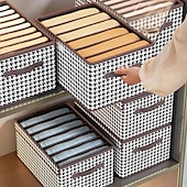 cheap Clothes Drawer Organizers-2Pcs Foldable Jeans Organizer for Closet, Large Capacity Houndstooth Storage Box, Dustproof Foldable Clothes Storage Bin for Home Organization